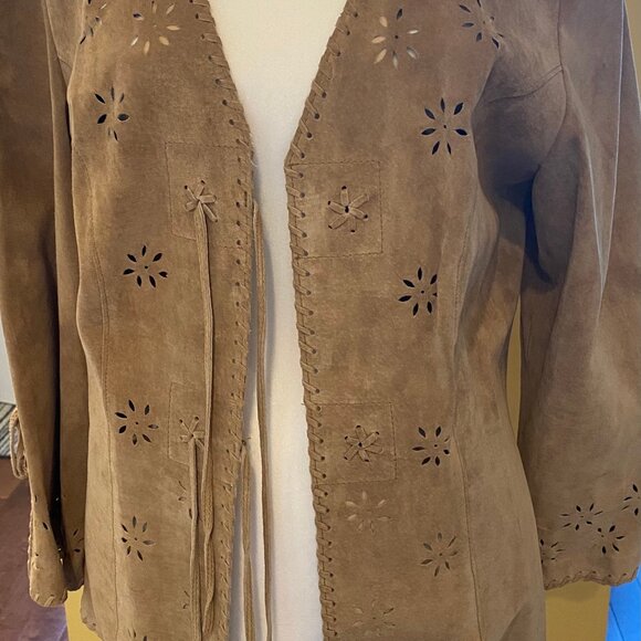 Light as Air Fine Cutwork Suede Jacket, Whipstitched. INC Brand Size Medium - Picture 1 of 4